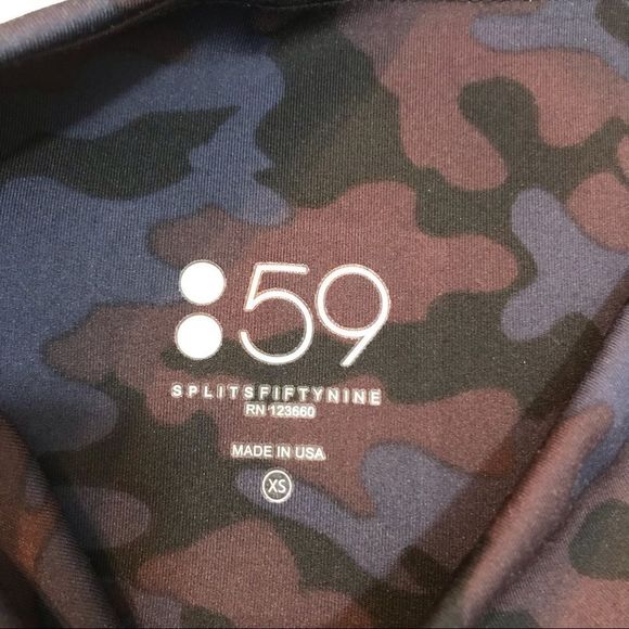 Splits59 Black Multi Camouflage Mesh Panel Mid Rise Yoga Active Ankle Legging XS - Picture 6 of 10